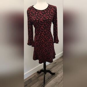 Michael Kors Red and Black Bell Sleeve Dress